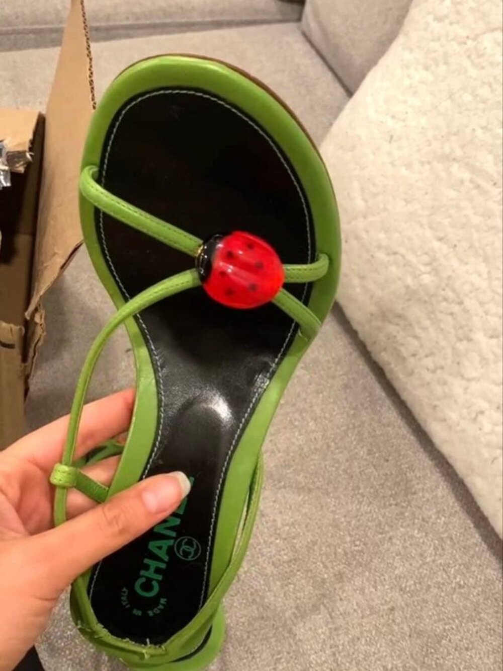 Chanel Ladybug Sandals Green Vintage - Picture 4 of 9